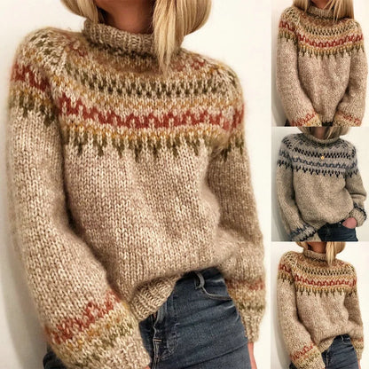 Maglione in cotone con motivo Fair Isle neutro misto