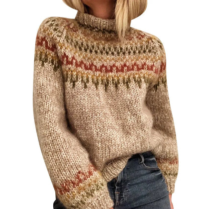 Maglione in cotone con motivo Fair Isle neutro misto
