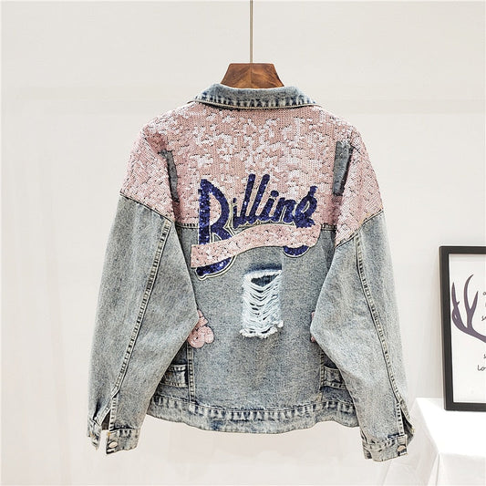 LP | Giacca di jeans oversize con glitter
