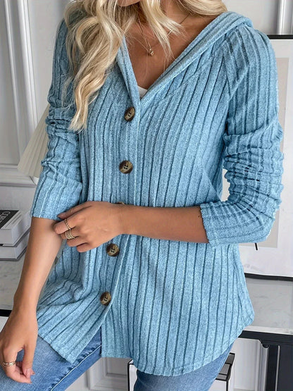 LP | Felpa a coste con cappuccio e abbottonatura