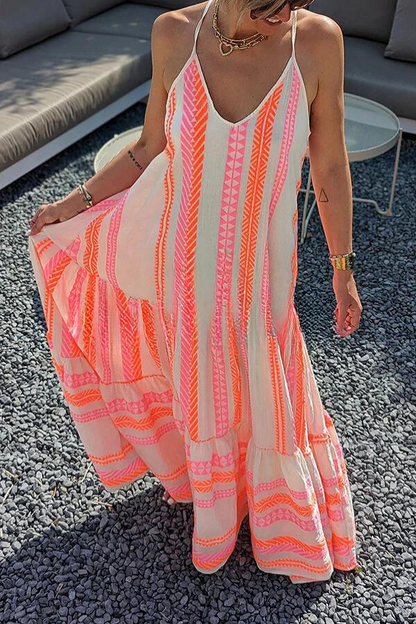 ER | Abito lungo con stampa etnica