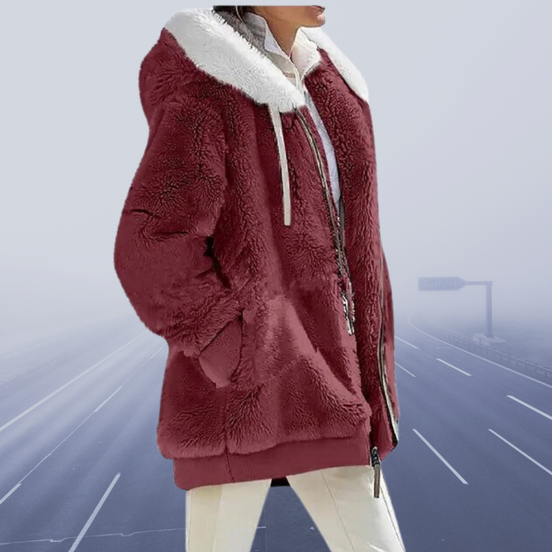 LP | elegante giacca in pile con cappuccio