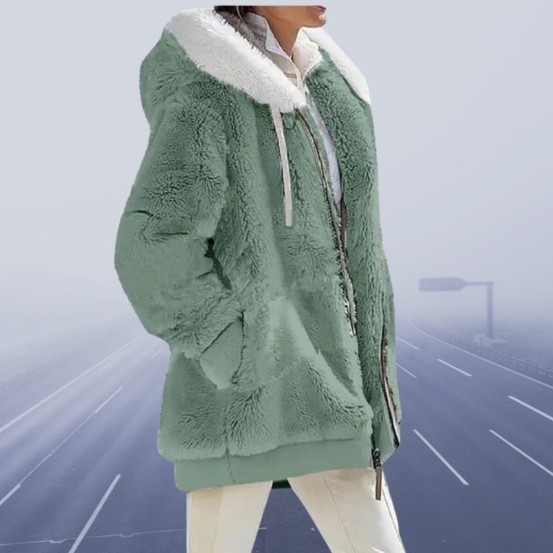 LP | elegante giacca in pile con cappuccio