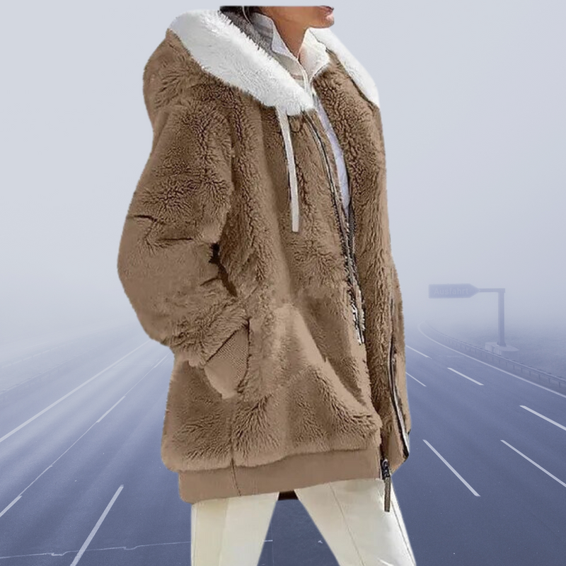 LP | elegante giacca in pile con cappuccio