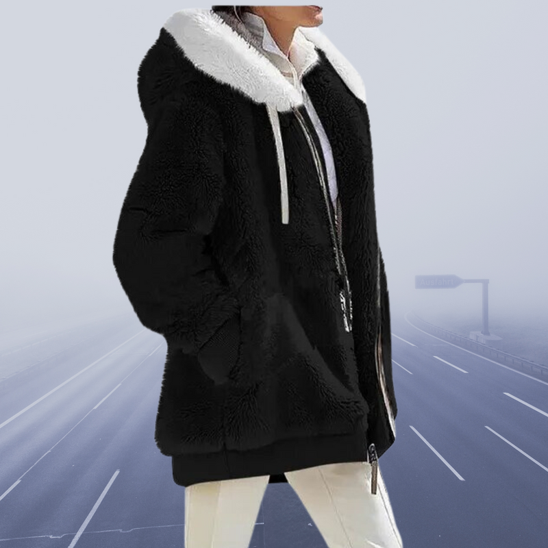 LP | elegante giacca in pile con cappuccio