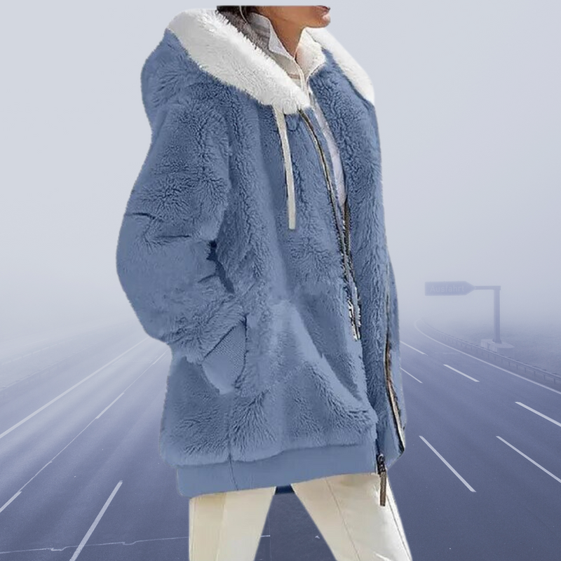 LP | elegante giacca in pile con cappuccio