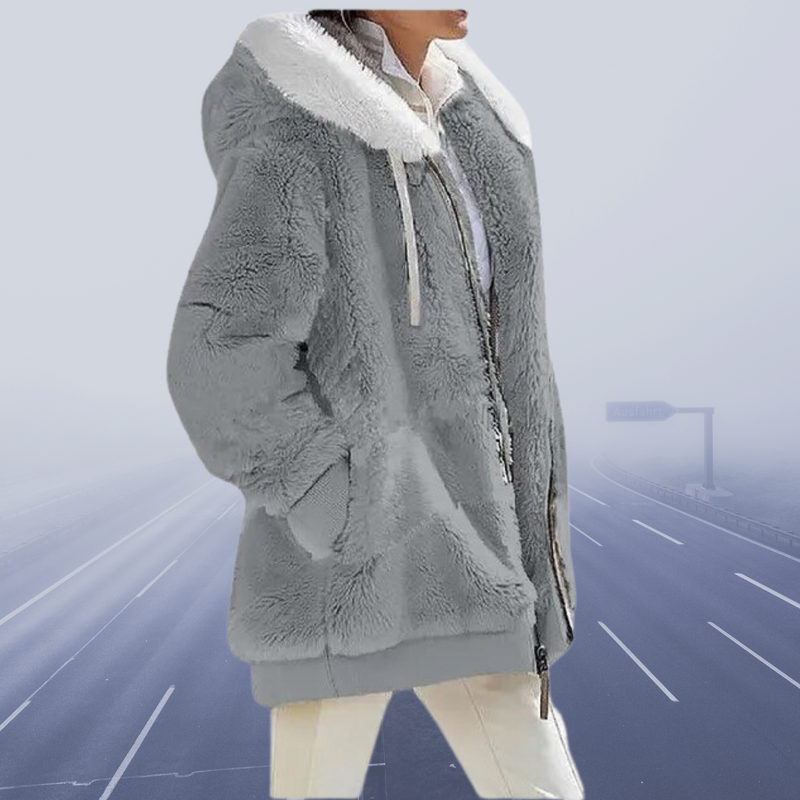 LP | elegante giacca in pile con cappuccio