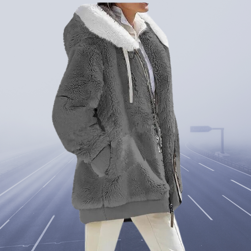 LP | elegante giacca in pile con cappuccio