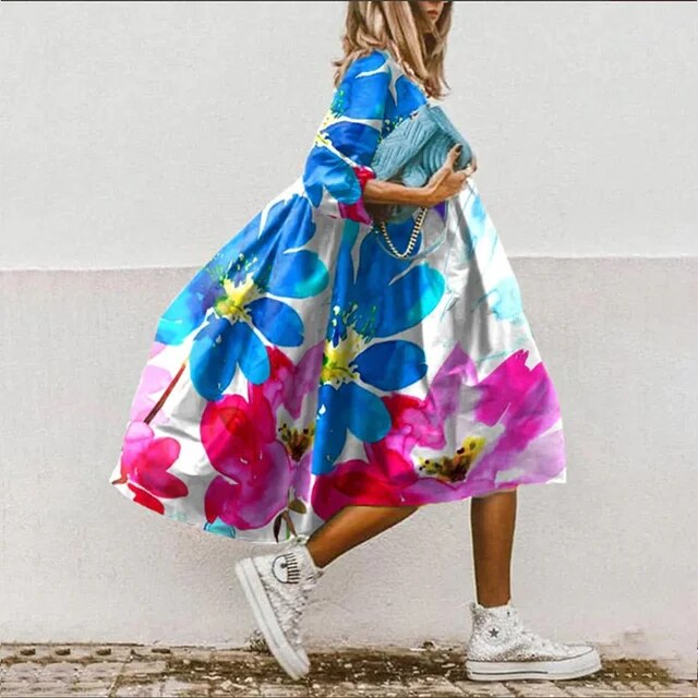 ER | Abito midi floreale