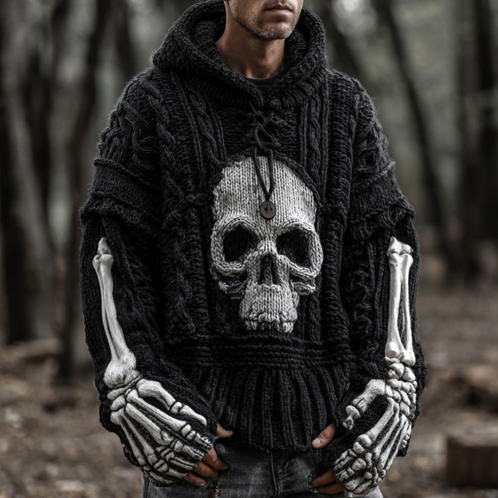 Men's Vintage Viking-style Skull-patterned Warm Sweater artswardrobe