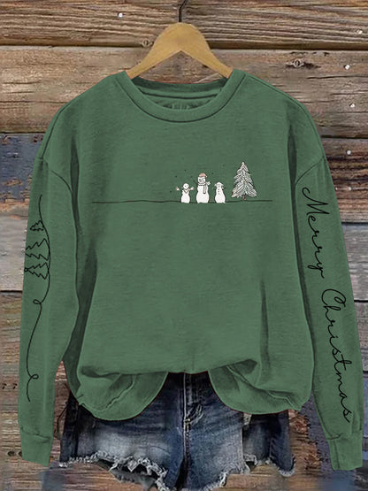 Comstylish Christmas Snowman Minimalist Print Women's Sweatshirt 1