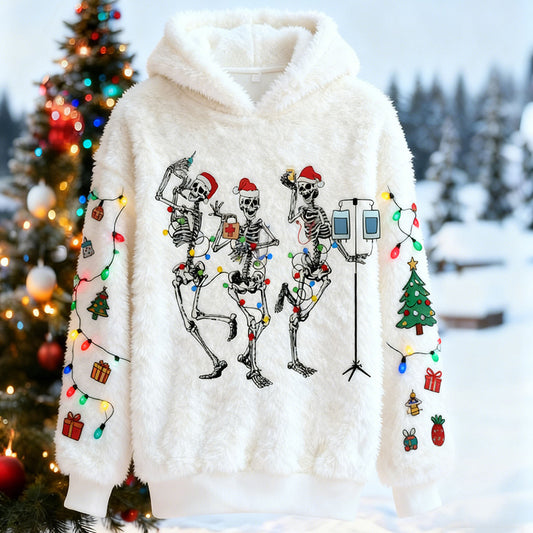 Comstylish Christmas Fun Skull Pattern Warm Crew Neck Sweater