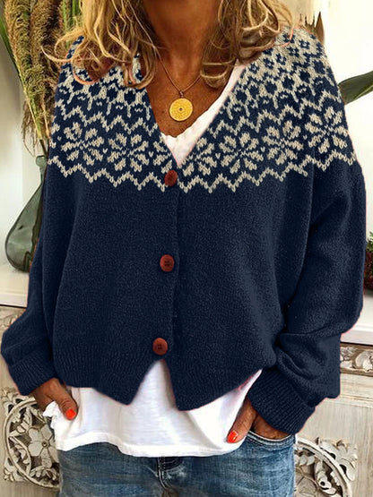Vintage Jacquard Pattern Cozy Knit Cardigan elevenforest