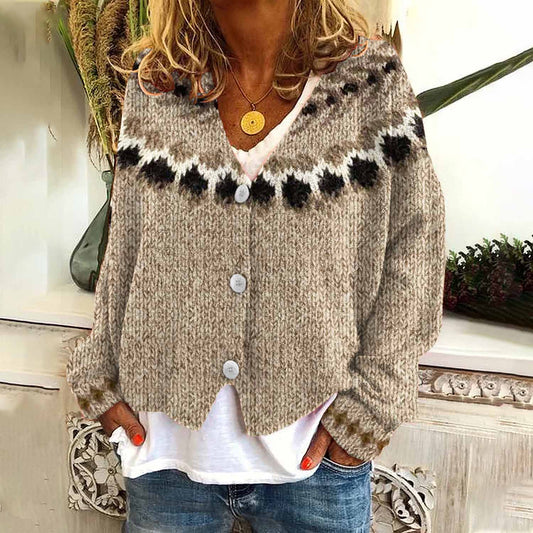 Vintage Button Down Tribal Icelandic Pattern Cardigan elevenforest