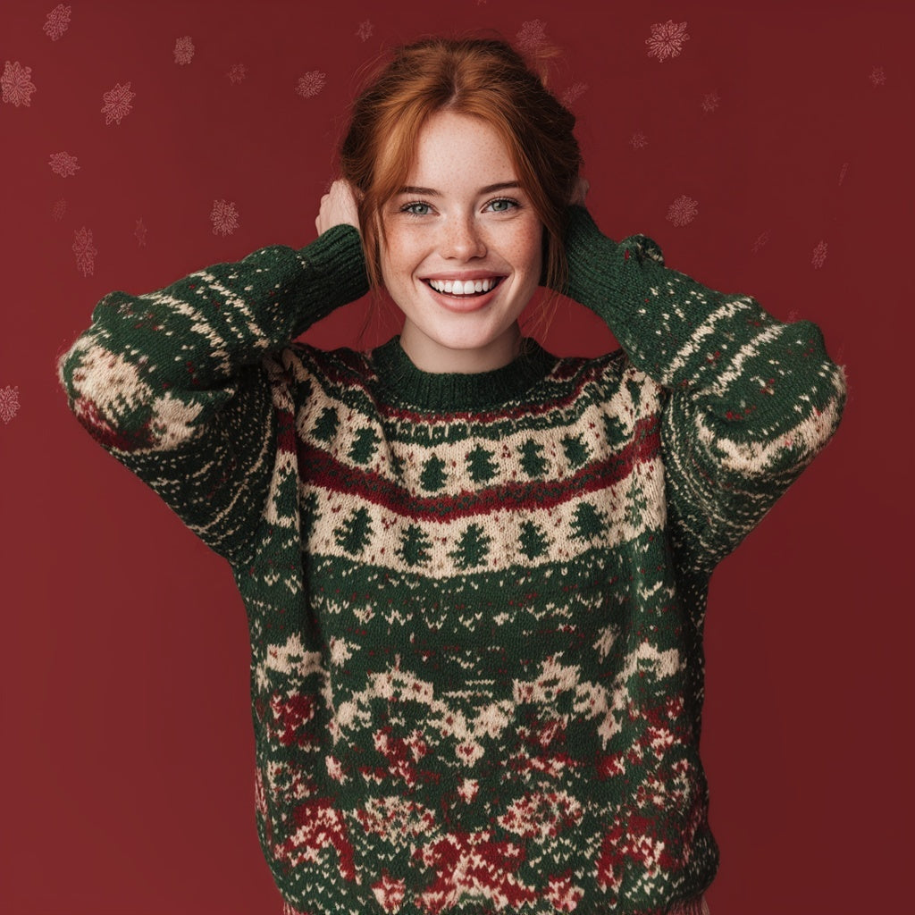 Vintage Christmas Inspired Cozy Icelandic Sweater artswardrobe