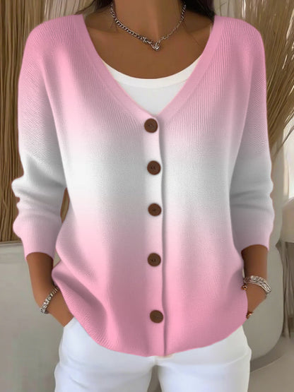 Women's Casual Autumn And Winter Gradient Cardigan artswardrobe