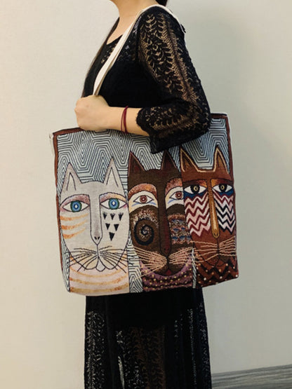 Lovely Cat Art Pattern Tote Bag elevenforest