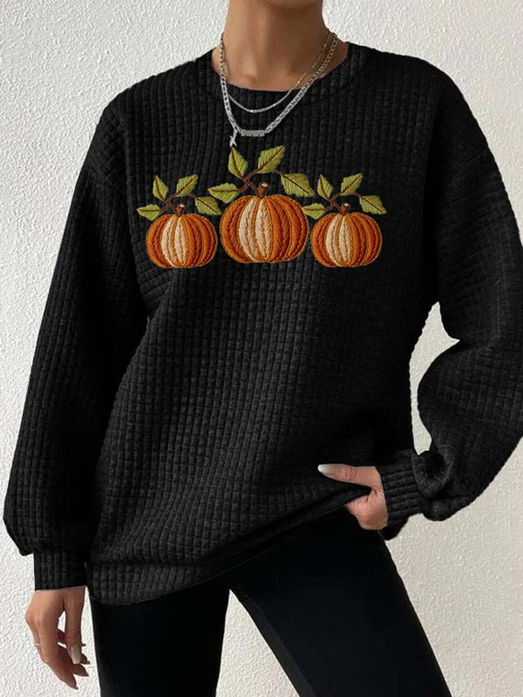 Women's Fall Pumpkin Check Sweatshirt artswardrobe