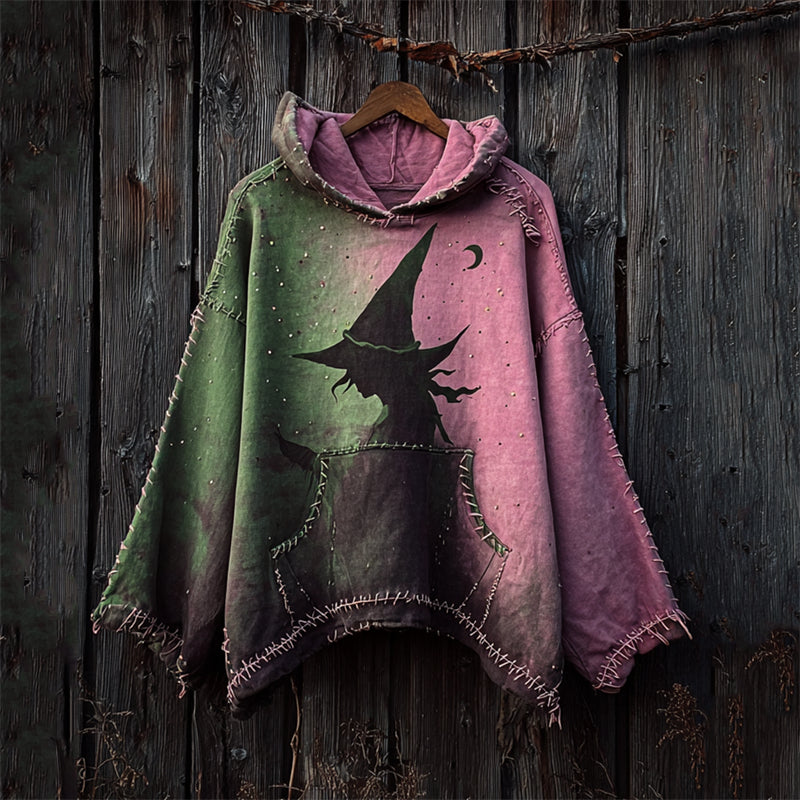 Comstylish Halloween Witch Inspired Contrast Gradient Washed Hoodie