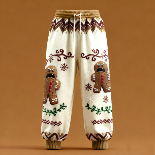 Comstylish Men's Fun Screaming Gingerbread Man Christmas Sweatpants