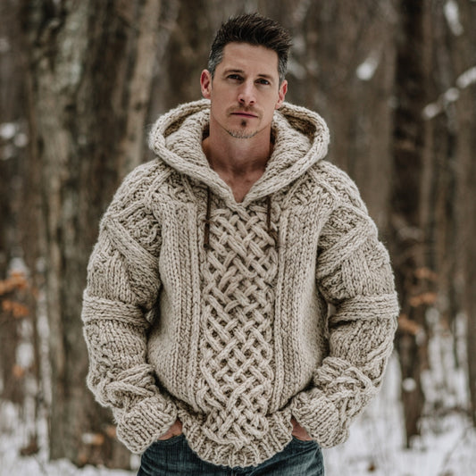 Vintage Fairman Island Jacquard Thick Warm Hooded Sweater elevenforest