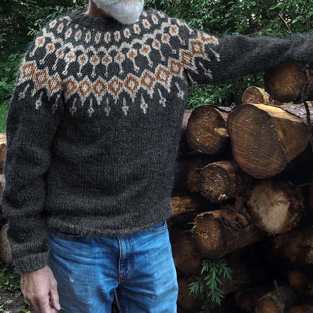 Men's Jacquard Geometry Pattern Cozy Knit Sweater elevenforest