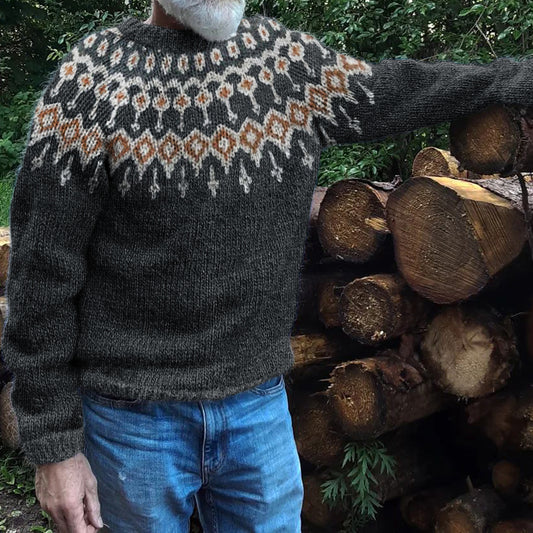 Men's Jacquard Geometry Pattern Cozy Knit Sweater elevenforest