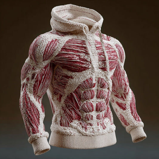 Men's Muscle Texture Knit Cozy Hooded Sweater artswardrobe