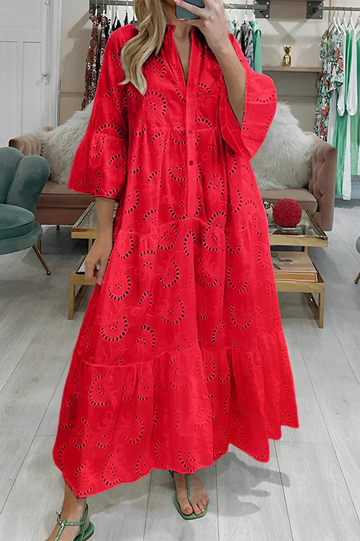 ER | Abito elegante con occhielli ricamati