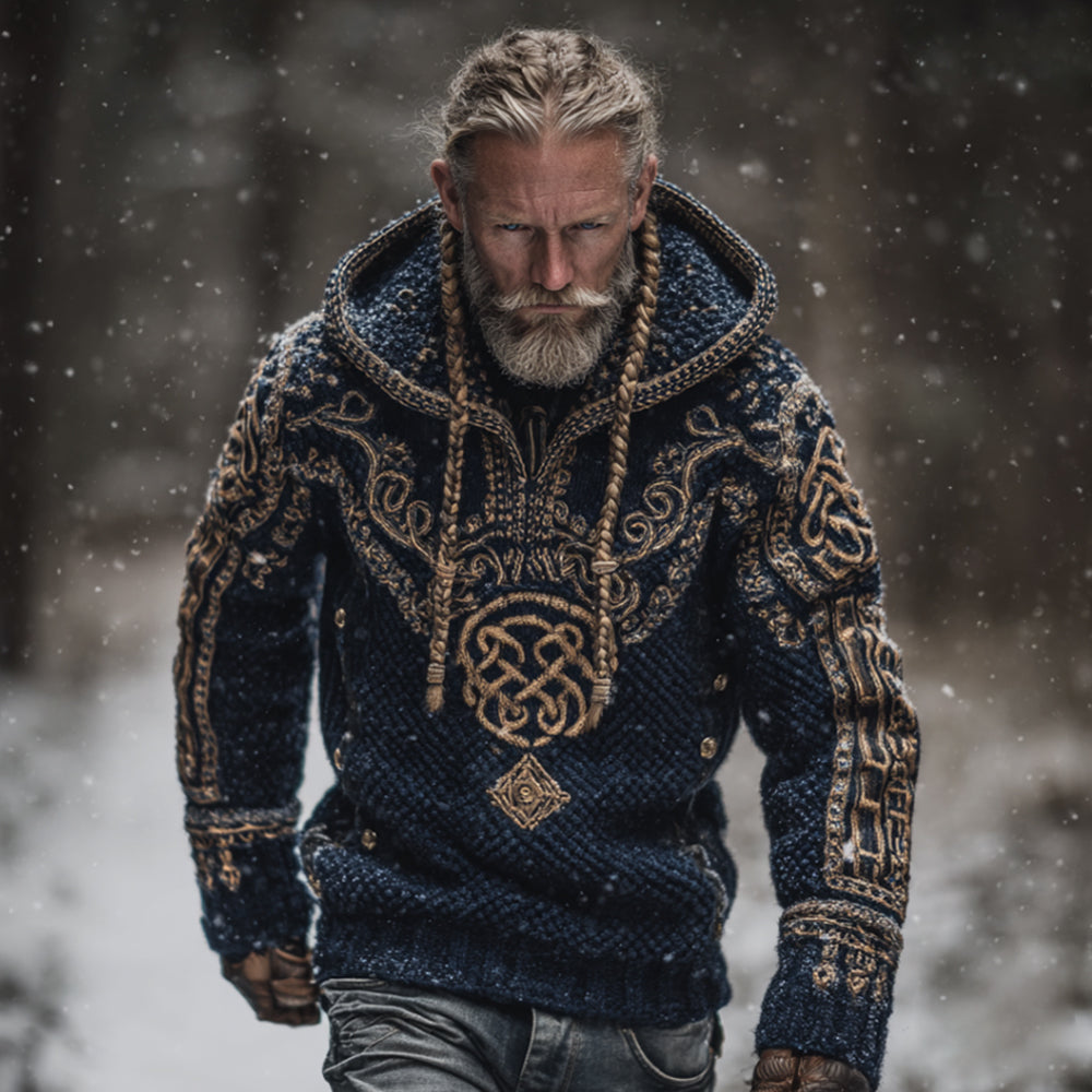 Viking Style Gold Celtic Knot Hooded Sweater artswardrobe
