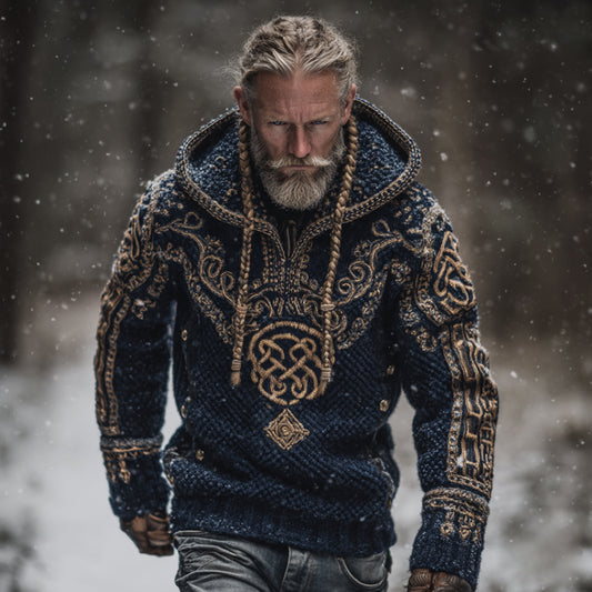 Viking Style Gold Celtic Knot Hooded Sweater artswardrobe