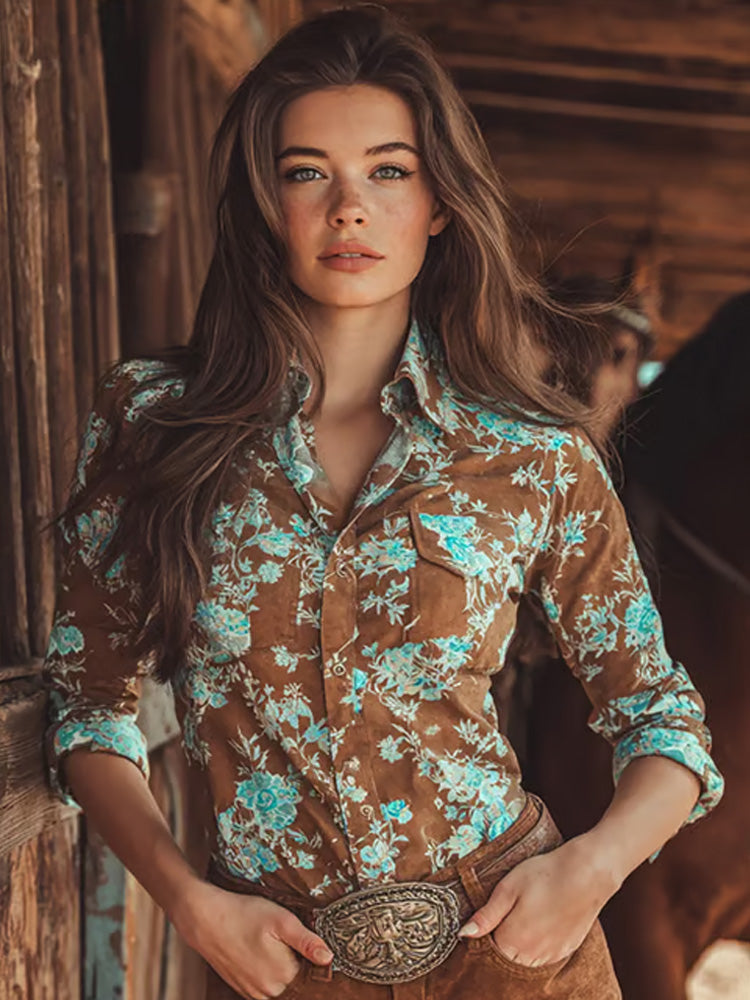 Comstylish Women's Vintage Western Horse Design Shirt