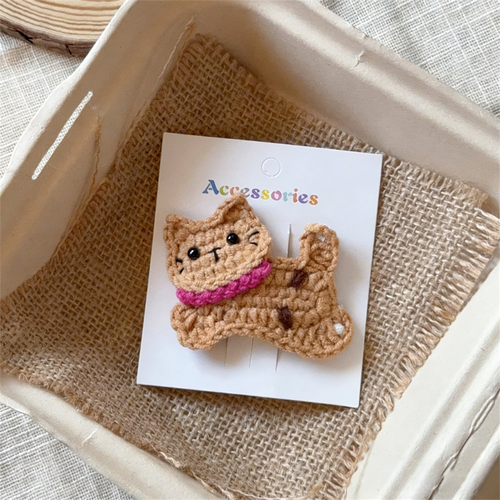 Comstylish Handmade Crochet Cartoon Cat Hair Clip