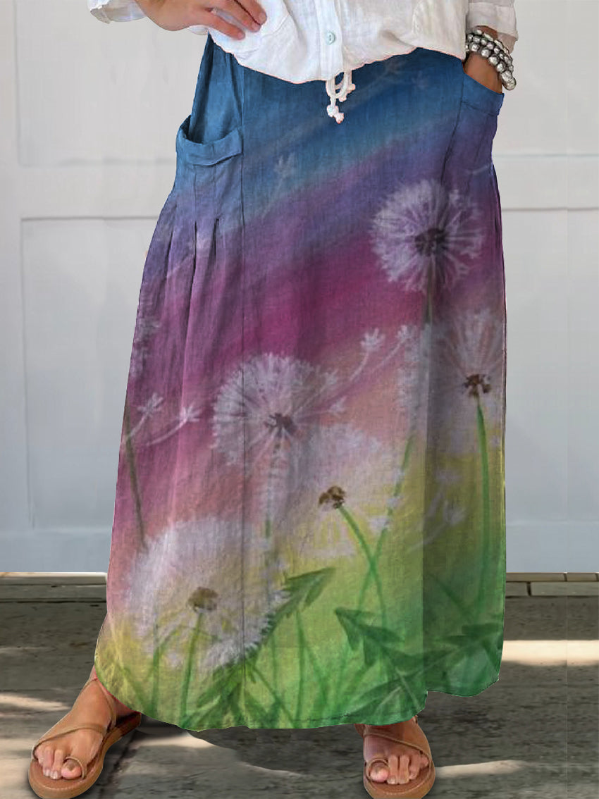 Women's Dandelion Linen Pocket Half Skirt