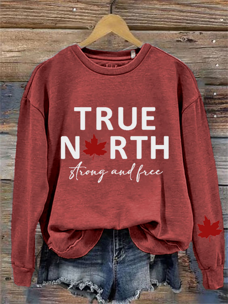 Comstylish Women's Canada True North Strong And Free Print Sweatshirt