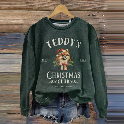 Comstylish Pomeranian Christmas Dog Art Print Crew Neck Casual Sweatshirt