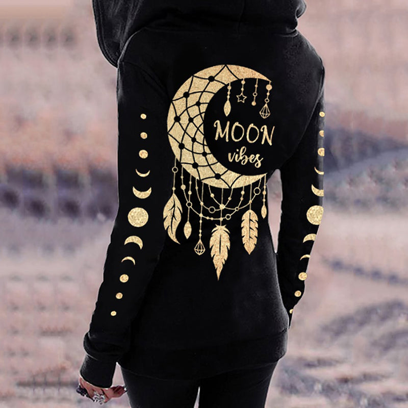 Comstylish Retro Tribe Moon Vibes Casual Hoodie