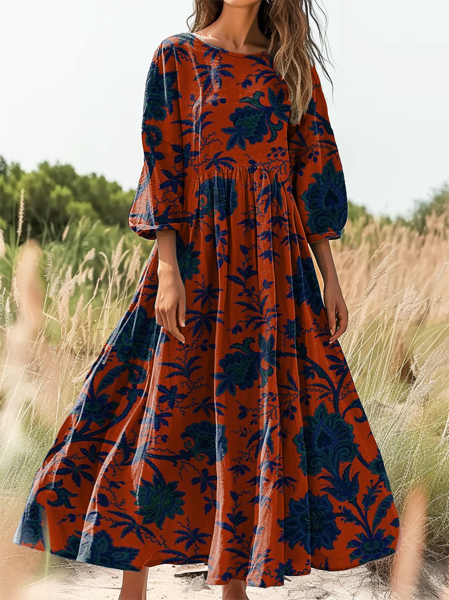 Women's Art Painting Hippie Print Round Neck Dress