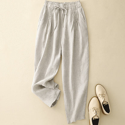 Women's Simple Solid Color Linen Blend Pants artswardrobe