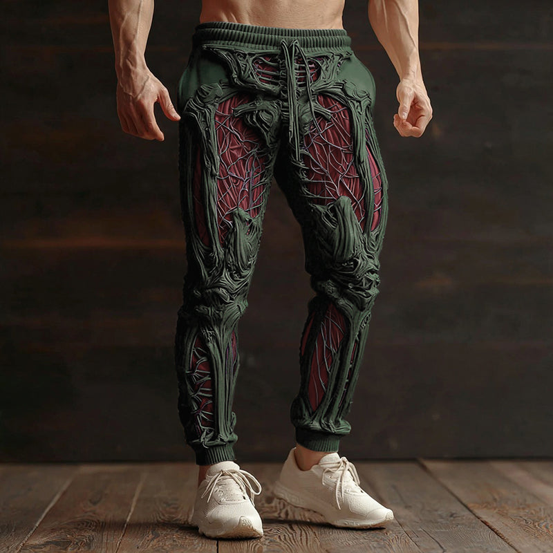 Men's Vintage Halloween Skeleton Art Sweatpants artswardrobe