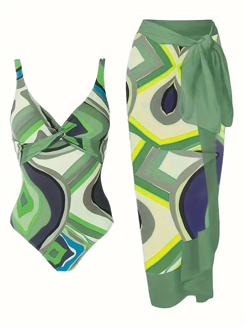 Costume da bagno affascinante con stampa tropicale
