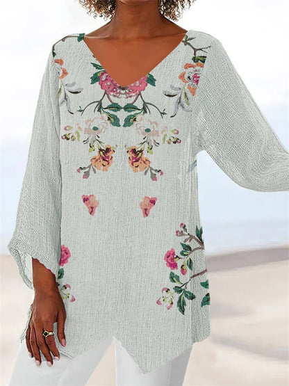 ER | Camicetta stampata e ampia con scollo a V