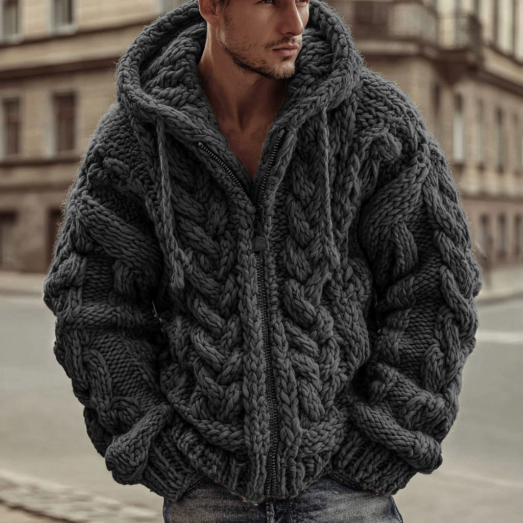 Vintage Fairman Island Jacquard Zip Hooded Cardigan Sweater artswardrobe