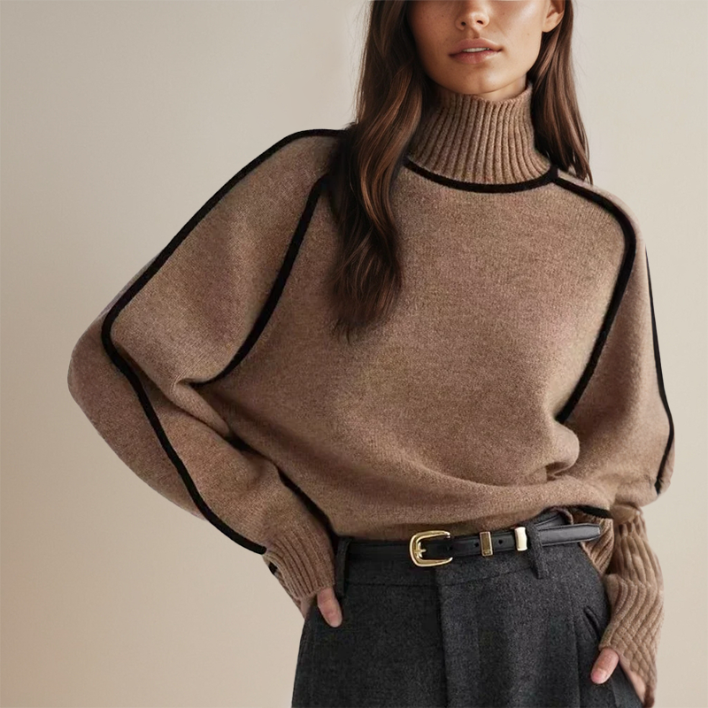 Claire® | Luxurious turtleneck sweater with contrast details