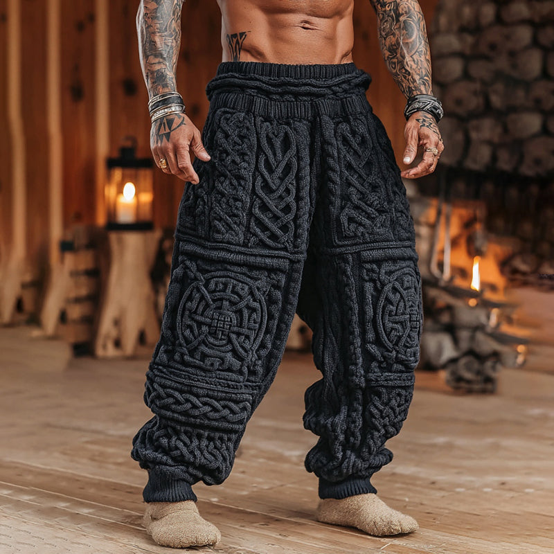 Men's Viking Tribal Celtic Pattern Art Cozy Knit Pants artswardrobe