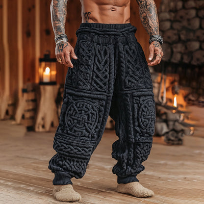 Men's Viking Tribal Celtic Pattern Art Cozy Knit Pants artswardrobe