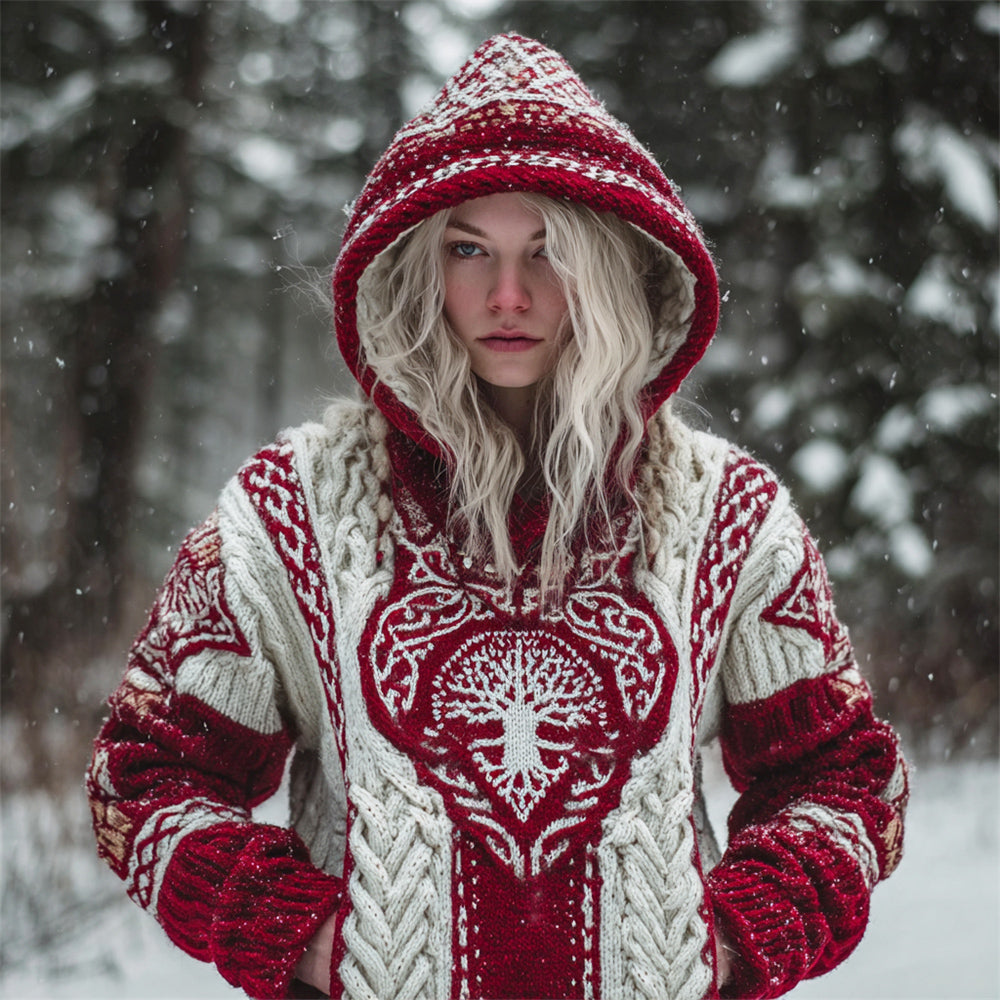 Christmas Tree Of Life Viking Art Women's Hooded Sweater artswardrobe