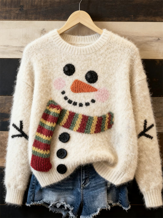 Lovely Snowman Inspired Cozy Knit Sweater