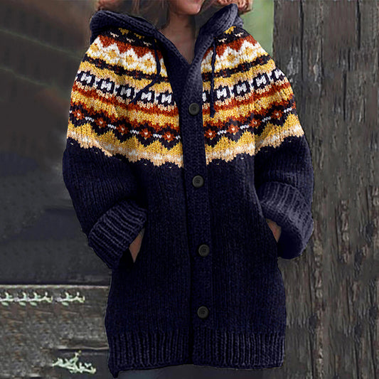 Vintage Icelandic Floral Knit Warm Women's Sweater elevenforest