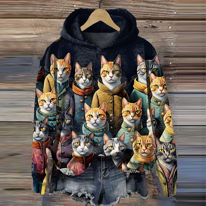 Funny Cats Art Print Casual Sweatshirt elevenforest